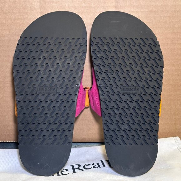 HERMES Suede Women’s Chypre Sandals Rose Chapas Orange Goatskin US 6 / EU 36 - Picture 6 of 10